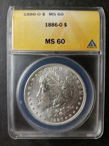 Dólar de plata Morgan 1886 O $1 ANACS MS60 - Imagen 1 de 3