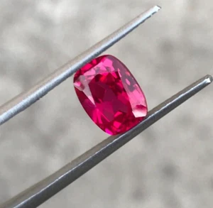Lab Grown Ruby Pigeon Blood Cushion Cut Cut 8X6 mm Pigeon Blood Ruby Corundum - Picture 1 of 8