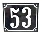 Altes Emaille Schild Hausnummer 53 emailliert Hausnummernschild Schwarz #7616