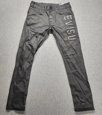 EVISU вощеная джинсовая ткань черный большой логотип карман логотип узкий крой 32/34 подлинный  - Изображение 1 из 4