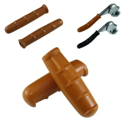 BIKE BROWN HANDLEBAR GRIPS AND BRAKE COVERS LEVERS CITY ROAD CYCLE VINTAGE PAIR - Image 1 of 4