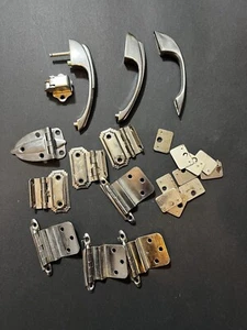 MCM Amerock Cabinet Door Handle Pulls Hinge Button Latch Chrome Strike Plate Lot - Picture 1 of 4