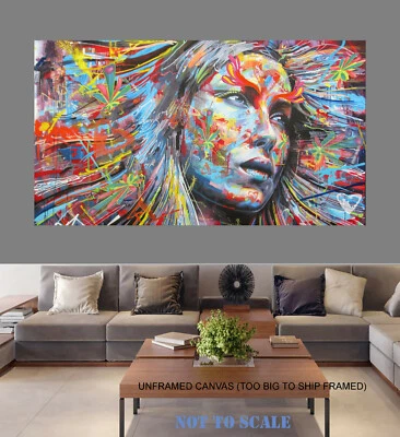 Canvas street art painting print Modern graffiti urban 59"x36" - Image 1 of 3