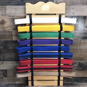 Martial Arts Belt Display Wall Rack Holder w/ 9 Belts *Epic Bar/Man Cave Decor* - Picture 1 of 6