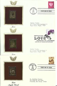 1995-2014 FDC, LOVE RELATED COVERS, 22K GOLD REPLICA - Picture 1 of 4