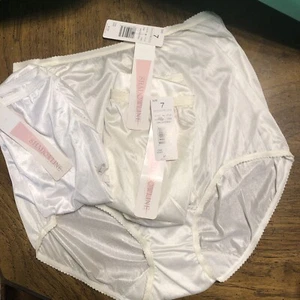 3 Vintage ShadowLine Panties Brief Elastic Nylon Blk Beige White Ivory So 7 - Picture 1 of 4