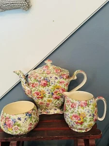Vintage Royal Winton Chintz Summertime Tea Set Teapot Ascot Shape - Picture 1 of 8