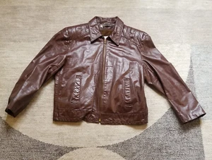 Chaqueta De Colección Sears The Leather Shop Para Hombre 44 Marrón Imitación Piel Forrada Cremallera Completa - Imagen 1 de 15