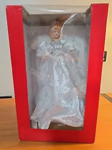 Kurt Adler White And Silver Angel Light Up Christmas Tree Topper Decoration - Picture 1 of 6
