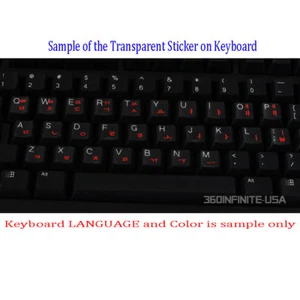 SPANISH LATIN Transparent Keyboard Sticker for laptop desktop RED BLACK WHITE - Picture 1 of 8