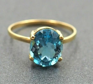 Womens Ring 18ct 750 Gold & 4.71ct Topaz Cocktail Engagement Wedding Vintage - Picture 1 of 10