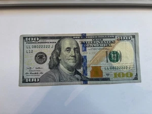 2009A $100 Dollar TRINARY -  FANCY SERIAL Number Bill Note - REPEATER 08022222 - Picture 1 of 1