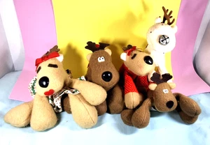Vintage 5 Stück Hallmark 1984 Rhonda Rodney Rentier Familie Weihnachten Plüsch - Bild 1 von 12