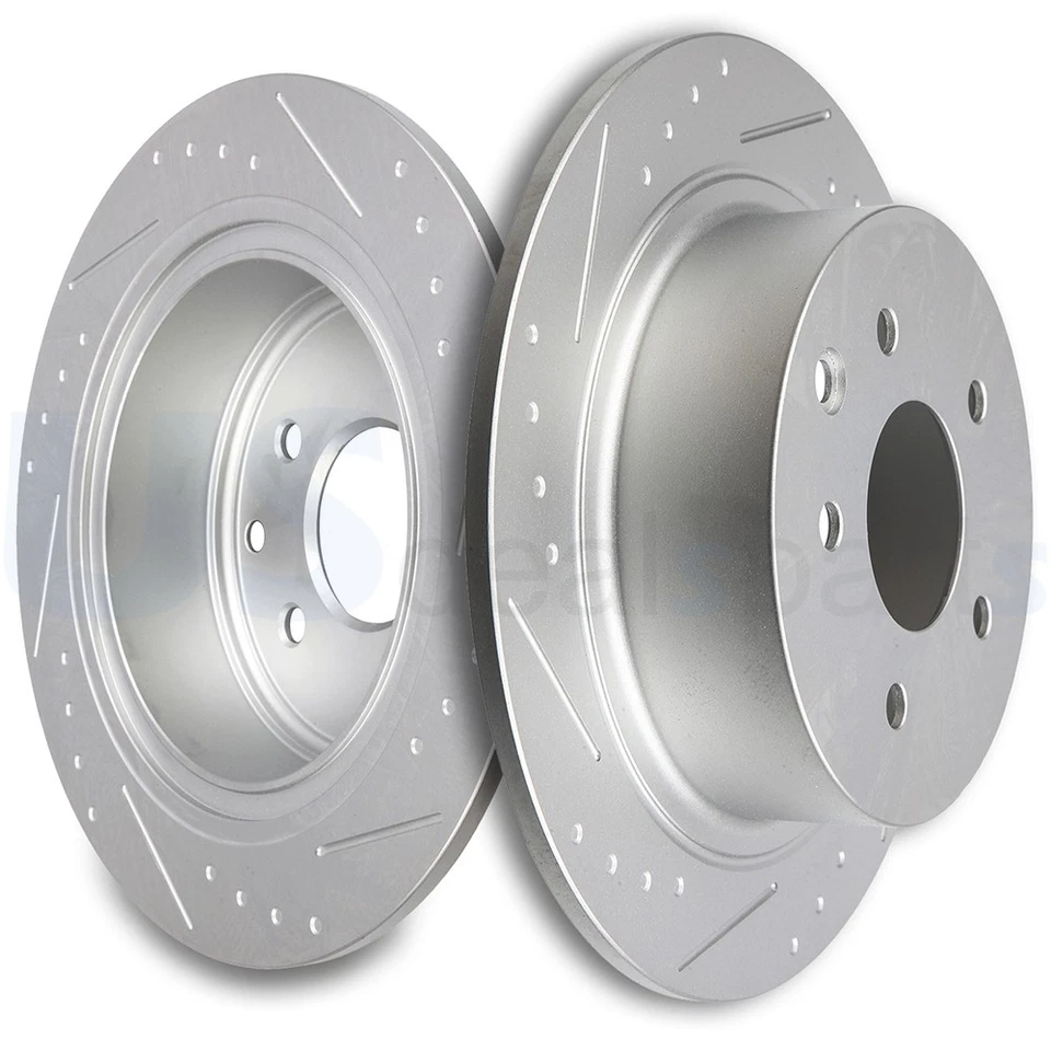 Rotores de freio traseiros com fenda compatíveis com 2007-2017 Nissan Sentra 2002-2018 Nissan Altima - Imagem 1 de 4