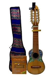 Bolivian Charango handmade Naranjillo Carved, Tuner, Charango Capo, Aguayo Case - Picture 1 of 24