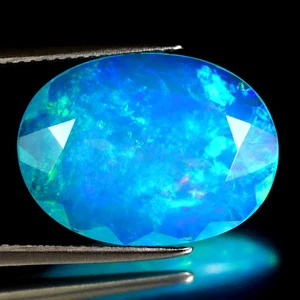5.40 ct Pretty Oval (19.08 x 14.06 mm) Heated Ethiopia Blue Opal Loose Gemstone - Picture 1 of 2