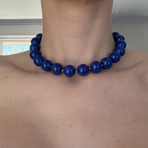 Vintage Cobalt Blue Bead Necklace – 41 cm, Spring Ring Clasp - Picture 1 of 4
