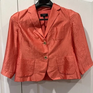 Chaqueta Blazer Talbots Mezcla Seda Triturada Talla 12 Coral Melocotón - Imagen 1 de 8