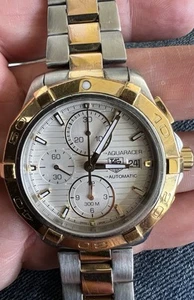 TAG HEUER Aquaracer Chronograph Automatic Watch Steel Gold REF CAP2120 - Picture 1 of 10