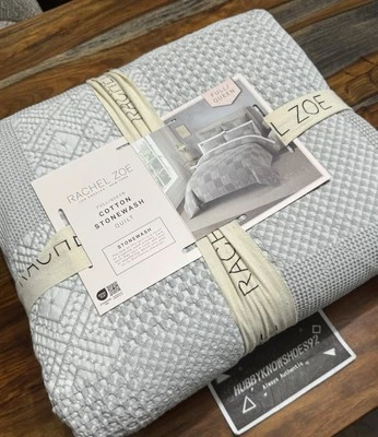 Rachel Zoe Queen Gray 100% Cotton Stonewash Quilt 88”x92” - Image 1 of 4