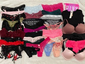 $671 VICTORIA'S SECRET PINK Thong Cheeky Panty Bra Lot Silky Smooth Lace XS 32pc