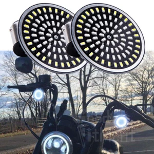 2X LED 1157 Turn Signal Light Smoke Lens For Harley Touring Softail Amber White - Bild 1 von 10
