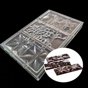 3 In 1 Plastic Chocolate Bar Molds Clear Polycarbonate DIY Pastry Candy Baking - Picture 1 of 10