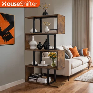5 Tier Corner Bookcase Wooden Industrial Bookshelf Storage Rack Organizer Home - Picture 1 of 9