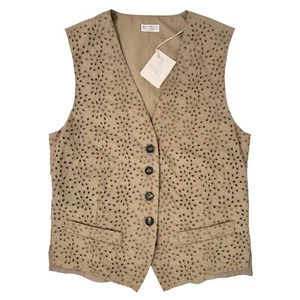 Gilet BRUNELLO CUCINELLI Broderie Anglaise Cotone Gilet Beige Taglia Media M - Foto 1 di 8