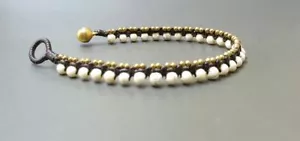 Howlite Stone Mini Brass Woven Bracelet Anklet, Beaded Bracelet, - Picture 1 of 1
