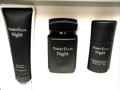 Juego de 3 piezas Perry Ellis Night para hombre-3,4 oz EDT Sp+3,0 oz como bálsamo+2,7 oz desodorante nuevo en caja Foto 1 de 3