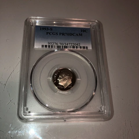 1993-S 10c PCGS PR70DCAM ROOSEVELT DIME PROOF DEEP CAMEO PR70 DCAM Cover