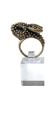 Anillo Anthropologie ALKEMIE Conejo Talla 8 Ojos Cristal Negro Org. 154,00 Foto 1 de 4