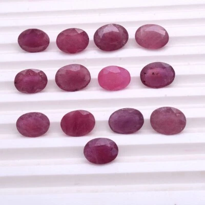 13 Pcs Natural Ruby Stunning Red 9mm-10mm Oval Faceted Cut Loose Gemstones Lot - Image 1 of 4