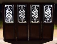 *Set of 4 Antique French Etched Glass Doors Frosted Glass with Pattern