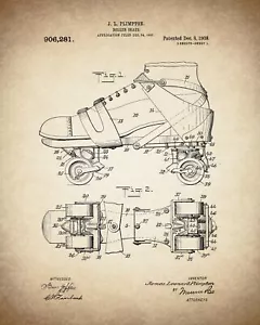 8736. Póster decorativo. Diseño de pared interior para el hogar. Patente de invención. Patín con ruedas - Imagen 1 de 1