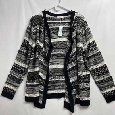 Suéter para mujer Db establecido 1962 1X cárdigan abierto a rayas cascada NUEVO Foto 1 de 4