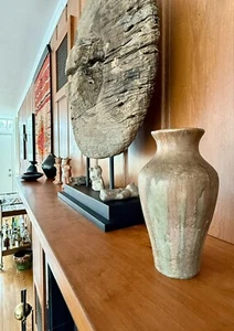 Jean Langlade French Art Pottery Vase Mid Century Modern Brutalist Drip Glaze - Picture 1 of 15