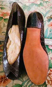 Vintage 1980s Handmade Woman Genuine Crocodile shoes, size 6 1/2 US in Brown - Picture 1 of 5