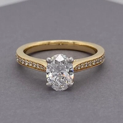 1.55 Ct Oval Cut White Moissanite Engagement Ring 10k Yellow Gold 7 - Image 1 of 4
