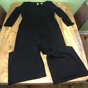 J Jill Black Stretchy Jumpsuit Romper Wide Long Leg Womens Size Large Petite - Picture 1 of 13