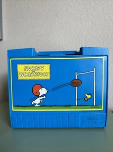 Vintage 1970's  PEANUTS Snoopy & Woodstock Blue Lunch Box Plastic by THERMOS - Picture 1 of 8