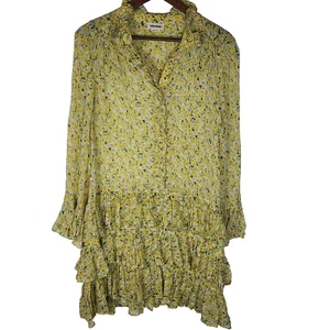 Abito nonna Zadig & Voltaire floreale seta trasparente rebbie anemone boho con volant - Foto 1 di 6