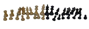 Piezas de ajedrez clásicas vintage de 2,5" rey -1 1/8" peón-madera/terciopelo-completas - Imagen 1 de 9