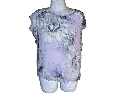 Vince Camuto Women Plus Sz 2X XXL Floral Violet Blouse Top Tunic Shirt Pullover - Image 1 of 4