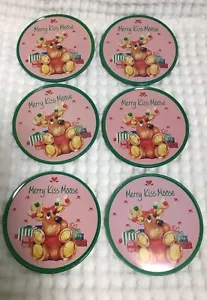 Sottobicchieri Natalizi Buon Bambini Alce Metallo Latta Vacanze Vintage Giftco Sughero - Foto 1 di 9