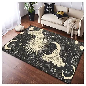 Celestial sun moon rug, Mystical astrology decor, Vintage cosmic design, Starry - Picture 1 of 9
