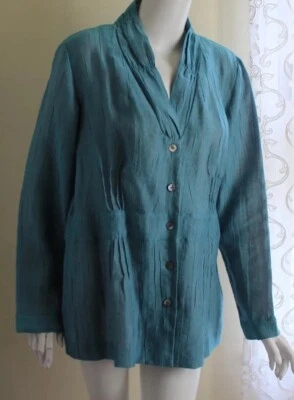 Chaqueta Larga Ligera Travelsmith Talla L Azul Suave Arrugada Art-to-Wear Lux Foto 1 de 4