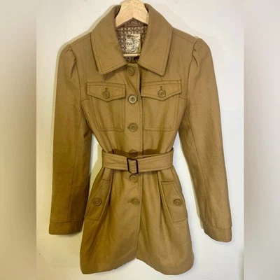 Abrigo Anthropologie Tul Lana Guisante Botón y Cinturón Cierre Cintura Mujer’s Talla XS Foto 1 de 4