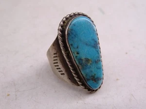 Vintage Native American Navajo Indian Sterling Silver Turquoise Men's Ring 13.9g - Picture 1 of 5